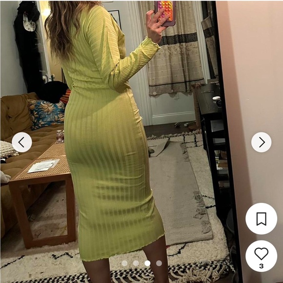 NWT- SIMON MILLER- RIB Zippie Dress in Kiwi/ Swing Yellow long sleeve - Picture 8 of 17